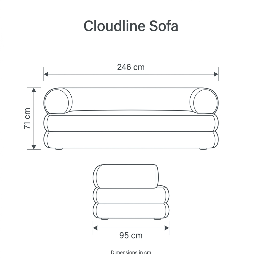 Cloudline Sofa dimension diagram: width 246 cm, depth 95 cm, height 71 cm