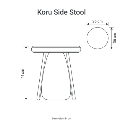 Koru Side Stool dimension diagram: height 41 cm, width 36 cm, depth 36 cm