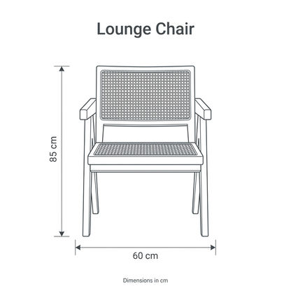 Lounge Chair dimension diagram: height 85 cm, width 60 cm