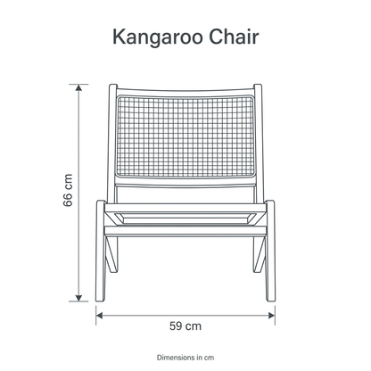 Kangaroo Chair dimension diagram: height 66 cm, width 59 cm